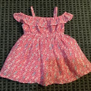 Gymboree baby girls pink floral chiffon cold shoulder dress 6-12 months